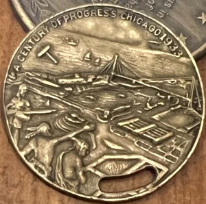 1933 Century of Progress Leonard Refrigeration Circulated Chicago Medal Fob - Picture 1 of 3