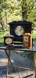Antique 1880 Seth Thomas Adamantine Mantel Clock & 2 Bookcase Size Clocks #157 - Picture 1 of 19