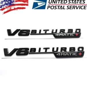 NEW Gloss Black V8 BITURBO 4MATIC+ logo For Mercedes-Benz E63 E63S AMG W213 - Picture 1 of 3