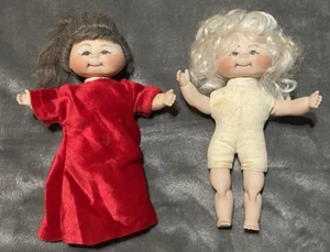 Muñecas estilo repollo vintage cabeza brazos y piernas de cerámica cuerpo de tela - Imagen 1 de 16