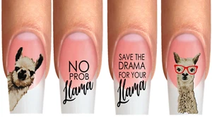 Wraps Nail Art Tattoo Fullcover Lama No Prob Drama Llamacorn Bubbles XS-XL #28 - Picture 1 of 1