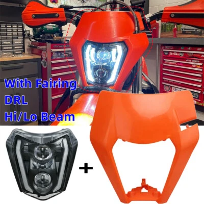 Faro LED haz alto/bajo DRL+ máscara de carenado para KTM 250 300 350 450 500 690 Foto 1 de 4