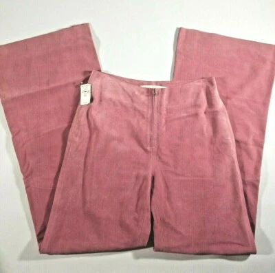 Victoria Beckham Designer 8 Lux brand flare trousers Pink Suede Pants - Image 1 of 4