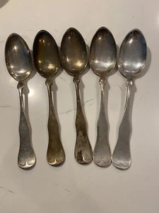 Antique E.D. KINSEY Coin Silver Spoons, .900, Civil War Era, Fiddleback - Picture 1 of 3