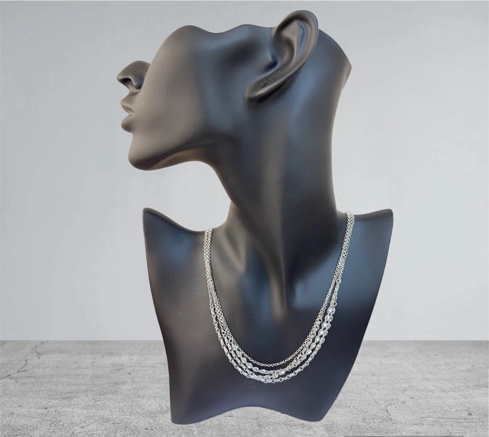 collana donna ragazza argento 925 anallergico rodiato zirconi 4 fili - Immagine 1 di 1