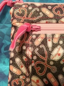 Nursing nurse zipper storage pouch vinyl nurse print pink - Picture 1 of 7
