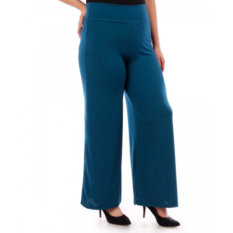Nuevos pantalones completos Palazzo lisos azul verdoso talla 2X para mujer talla grande  Foto 1 de 2