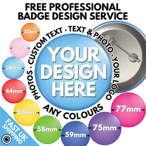 CUSTOM BADGES STAG HEN PARTY PERSONALISED BADGE BAND BIRTHDAY COMPANY LOGO BULK - Picture 1 of 22