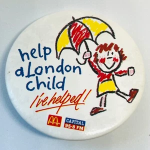 McDonalds Capital Radio Help A London Child Badge Pin Lapel Campaign Awareness - Picture 1 of 2