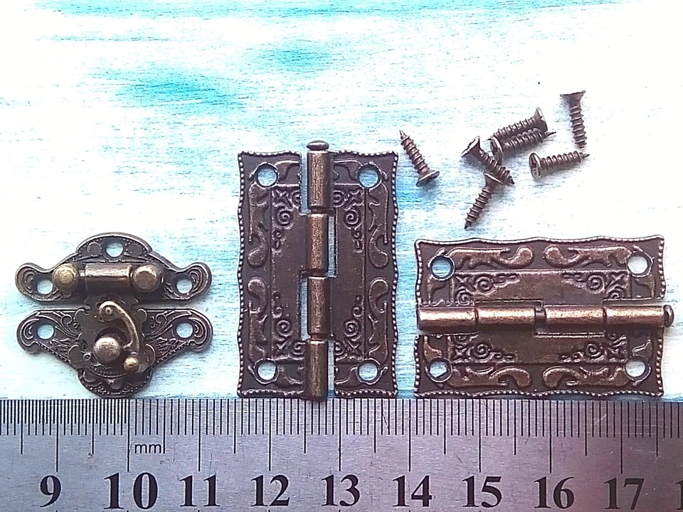 Jewelry Gift Box Latch Hasp Wood Wine Chest Catch Clasp Hook +Hinges - Image 1 of 1