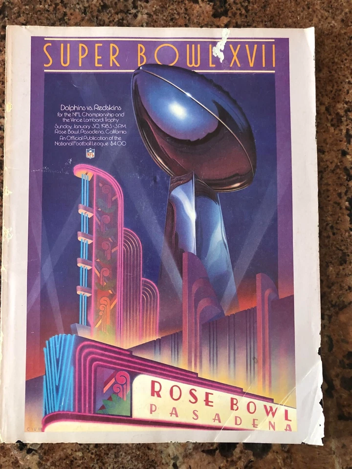 Redskins 1983 XVII Super Bowl Program.  Beat Dolphins 27-17 at the Rose Bowl. - Image 1 of 1