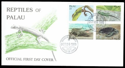Palau 116a Reptiles 22c block of 4 FDC Oct 28 1986 Koror Palau Official #10-6 - Image 1 of 2
