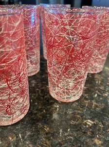 Set Of 6 MCM Spaghetti String Drizzle Tumbler Drinking Glasses 8OZ - Picture 1 of 4