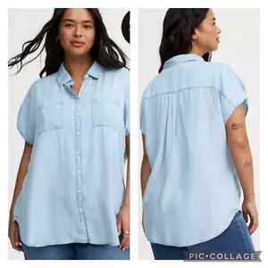 Blusa Dolman Torrid Chambray Talla Grande 2X - Imagen 1 de 6