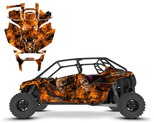 2020-2022 RZR4 PRO XP PRO R graphics wrap kit 24 mil thick Flaming Zombies #9597 - Picture 1 of 14