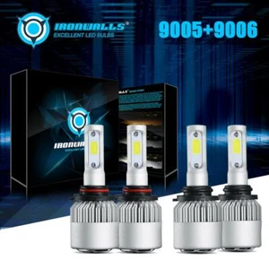 4PCS 9005 9006 LED Combo Headlight Kit Bulbs 6500K Cool White COB High Low Beam - Picture 1 of 12