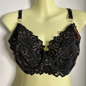 Bras N Things Womens Bra Size 12E 34E Black Nude Lace Devotion Underwire New - Picture 1 of 7
