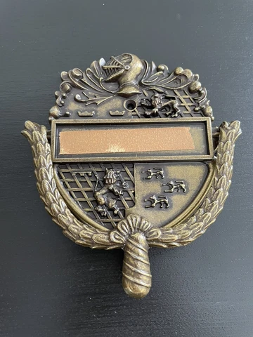 Vintage Brass Door Knocker with Coat of Arms Lions Knight NOS Shield Castle Cover