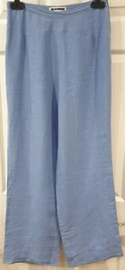 JIL SANDER Made In Italy Pale Blue Linen Wide Leg Casual Trousers Pants 36 UK8 - Picture 1 of 7