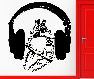  Pegatinas de pared calcomanía de vinilo escucha tu corazón música romántica auriculares (z2348) Foto 1 de 3