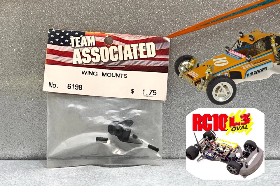 Team Associated RC10 1:10 Wing Mounts #6190 FACTORY SEALED BLck - Image 1 of 2