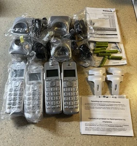 4 Panasonic KX-TGE475 Cordless Handsets Phones & Bases Bluetooth Link To Cell Et - Zdjęcie 1 z 7