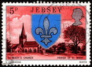 Jersey Stamp Scott #139 Used F-VF with Bullseye Cancel - 5p St Mary's Church - Picture 1 of 1