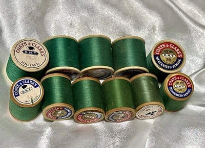 LOT of 10 Coats & Clark’s GREEN #53A, #64, #60 Thread 300 Yd VARIOUS - Image 1 of 4