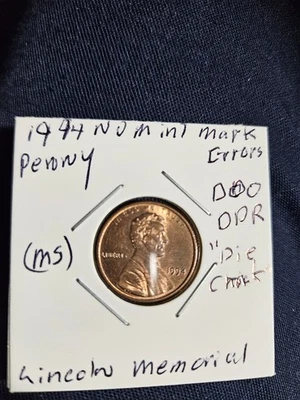 1994 Penny Errors No Mint Mark, DDO, DDR, Die Crack, Close AM, (MS) - Image 1 of 4