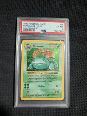 Venusaur 15 PSA 6 Shadowless Base Set Vintage Graded Pokemon Card - Image 1 of 2