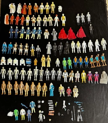Lote grande de 136 figuras de acción vintage de Star Wars + piezas vehículos colección estuches Foto 1 de 4