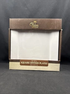 Set (4) Palm Restaurant Square White Dinner Plates 10.5in Discontinued VTG NIB! - Picture 1 of 7
