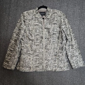 Lafayette 148 New York Snake Skin Pattern Jacket Sz 12 Full Zip Work Casual Gray - Picture 1 of 10
