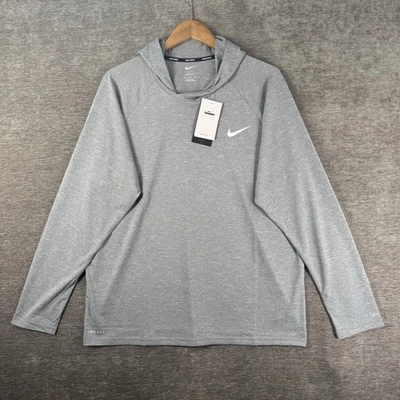 Nike Swim Gray Heather Long Sleeve Hydroguard Hooded T-Shirt Men’s XL $60 NWT - Image 1 of 4
