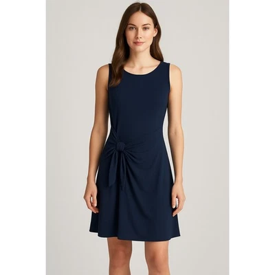 Vestido envolvente sintético The Limited azul marino pequeño clásico oficina carrera minimalista Foto 1 de 4
