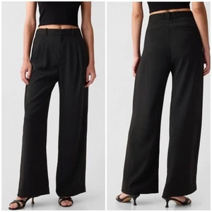 Gap TALL 365 High Rise Pleated Trouser Pant Career Black 12 - Picture 1 of 13