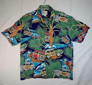 Vintage DIAMOND HEAD Sportswear Hawaiian Shirt Large Woodie Surf Wagons Rayon  - Picture 1 of 9