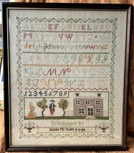 Fertig Textil Kreuzstich Muster Alphabet Zahlen Menschen Haus Amerikaner - Bild 1 von 12