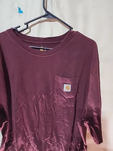 T-shirt Carhartt 2xl bordeaux manica corta P2p 28" lunghezza 31" - Foto 1 di 6