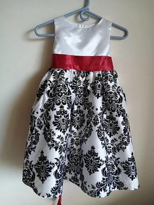 Новый с Ярлыками Ellie Kids флокированный дамасский платье вечеринки праздник официальный принцесса белый черный 6 - Изображение 1 из 4