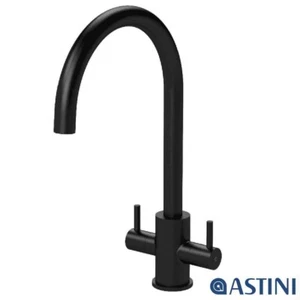 Astini Roxor Matt Black Mono Dual Lever Kitchen Mixer Tap - Picture 1 of 7