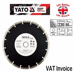 Disco de hoja de diamante Yato 230 mm 9" tipo de segmento para ladrillos de azulejos de concreto mampostería - Imagen 1 de 1