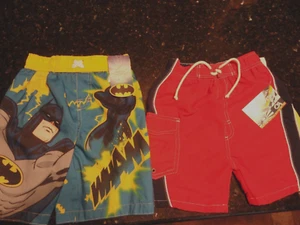 2 pair NWT Child's Size 5T BATMAN yellow blue black swimming trunks UPF 50+ Red - Picture 1 of 7