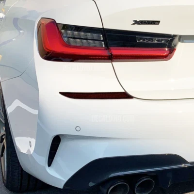 Se adapta a BMW G20 MSport Serie 3 2019-2022 Reflector trasero superpuesto tinte oscuro - humo Foto 1 de 2