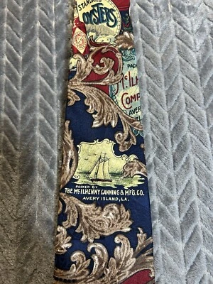 Tabasco Mens Tie 100% Silk Hot Sauce Avery Island Novelty Grandpacore 3.75" - Image 1 of 4