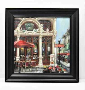 Wall Art Efztodsky Bonjour Cafe Square Black Framed, Coffee & Tea - Picture 1 of 1