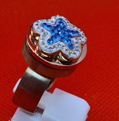 Edelstahl Ring Chunk Mit Zirkonia Strass Stein Druckknopf Hingucker Gr 19 - Bild 1 von 4