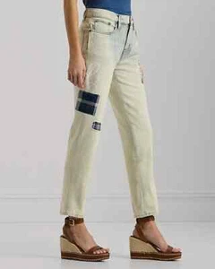Ralph Lauren PATCHWORK RELAJADO TOBILLO CÓNICO JEANS Pantalón Bohemio Mujer talla 6P Nuevo con Etiquetas - Imagen 1 de 8