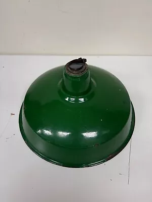 Vintage Green Porcelain Industrial Gas / Oil Light Enamel 14" Diameter Shade - Image 1 of 4