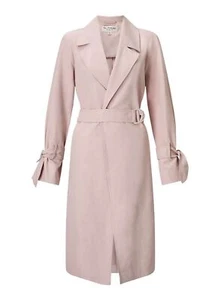Miss Selfridge Pale Pink Coat Summer Midi Trench Coat Tie Belt Unlined